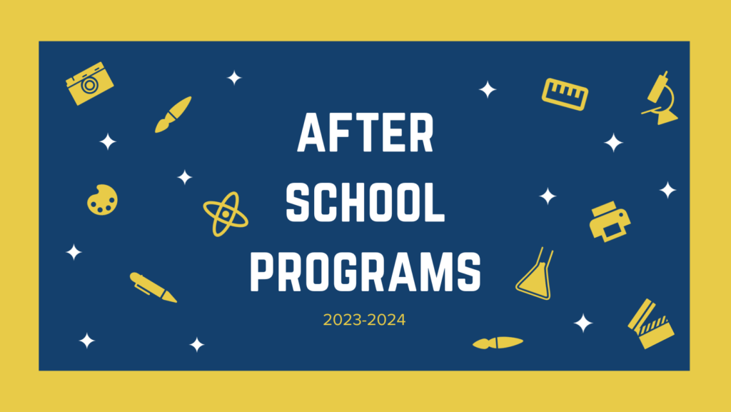 Blue and gold after-school programs banner.