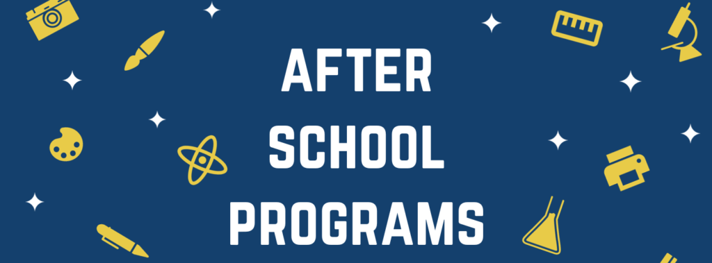Blue and gold after-school programs banner.